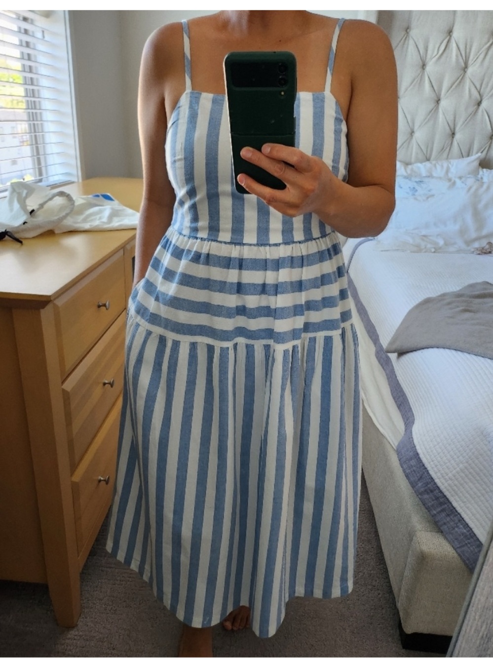 Blue and White Striped Dress